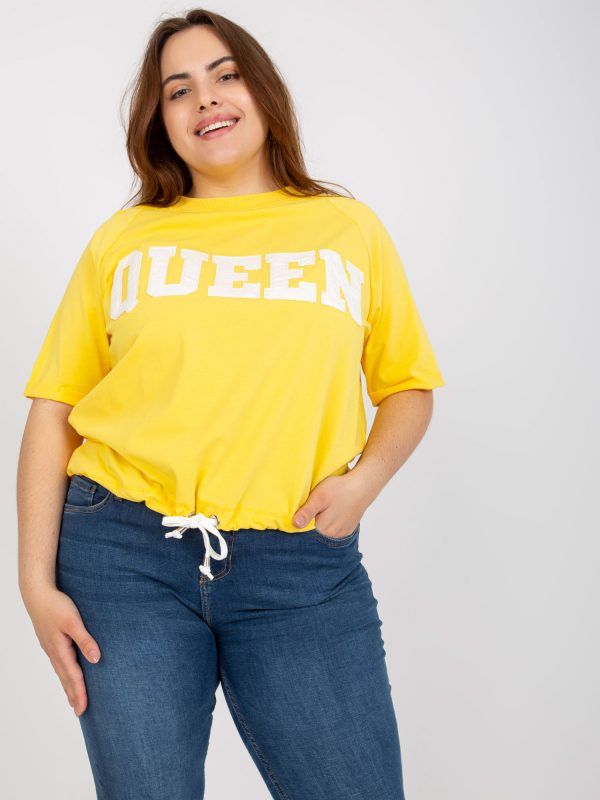 Yellow Casual Plus Size Short Sleeve Blouse