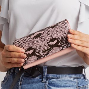 Pale Pink Leather Wallet with Pattern