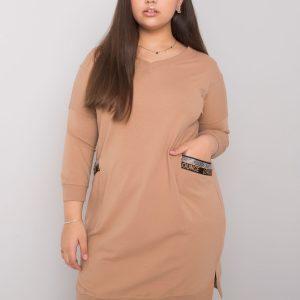 Camel dress plus size with Susan pockets