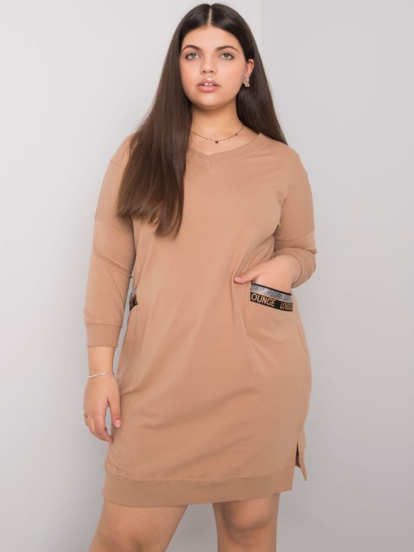 Camel dress plus size with Susan pockets