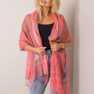 Coral plaid sling with fringes