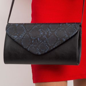 Black clutch bag with snake skin motif