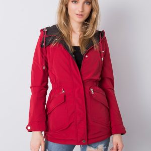 Red-black double-sided parka jacket with hood