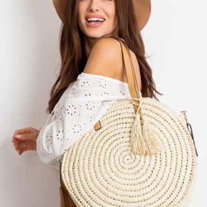 Light Beige Round Braided Bag