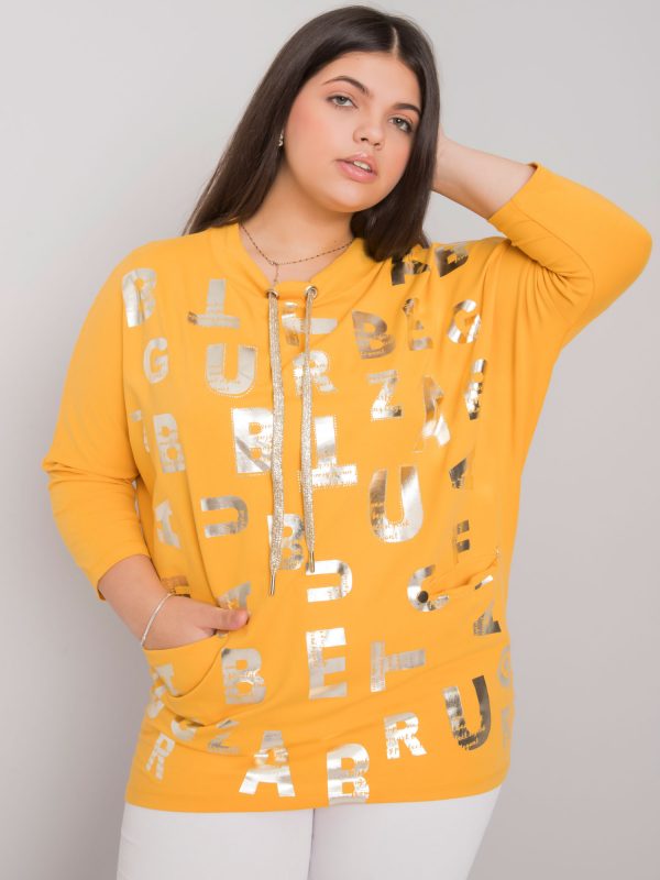 Yellow Plus Size Blouse with Keziah Print