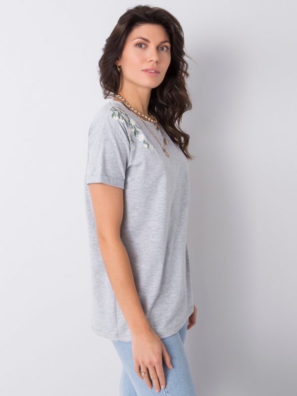 Grey t-shirt with embroidery Quincy