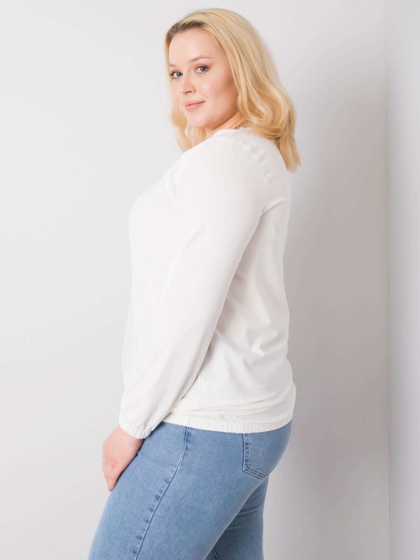 Ecru Cotton Plus Size Long Sleeve Hailey Blouse