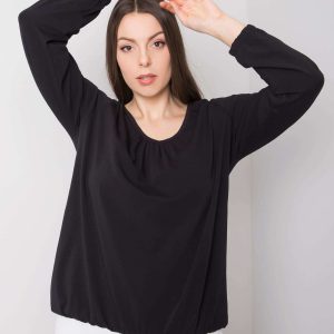 Hailey Black Plus Size Long Sleeve Blouse