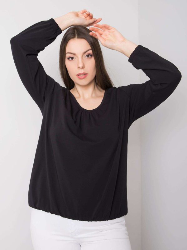 Hailey Black Plus Size Long Sleeve Blouse