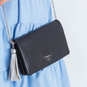 Black soft clutch bag with pendant