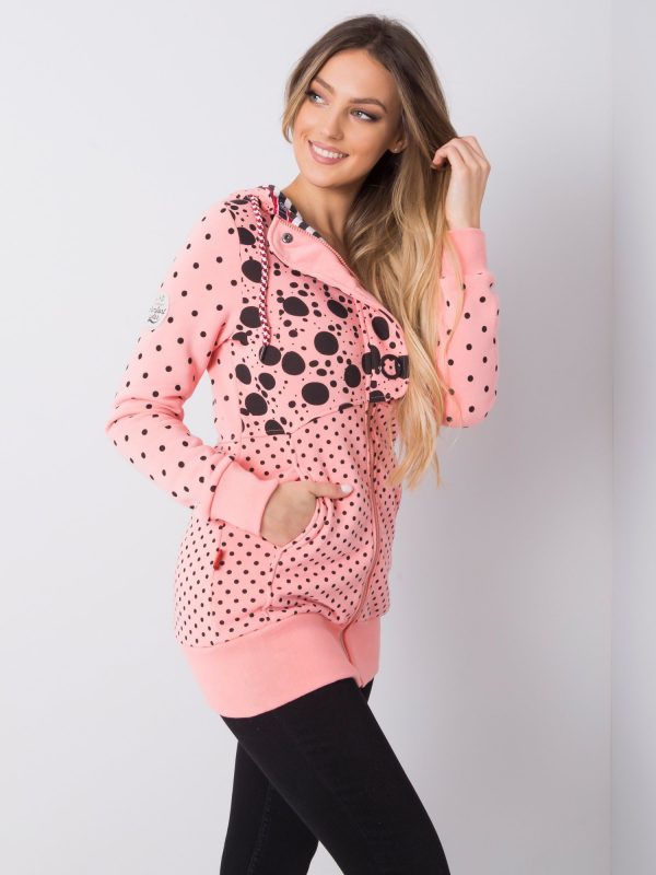 Pink long polka dot hoodie