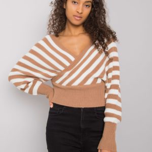 Camel and white striped sweater Courtie RUE PARIS