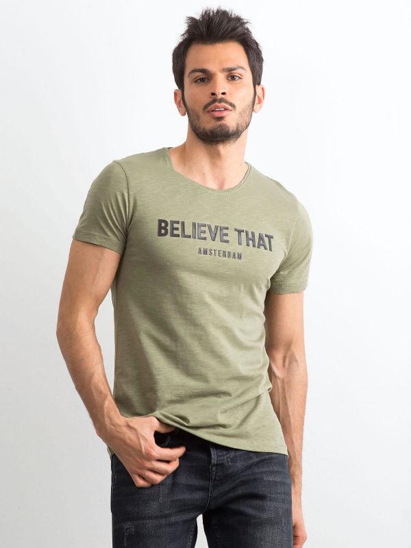 Khaki cotton t-shirt for men