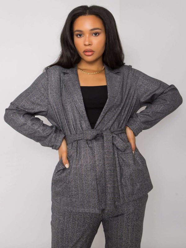 Grey Blue Elegant Plus Size Set Anthonia