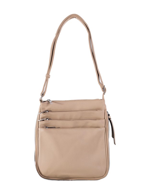 Dark Beige Eco Leather Shoulder Bag