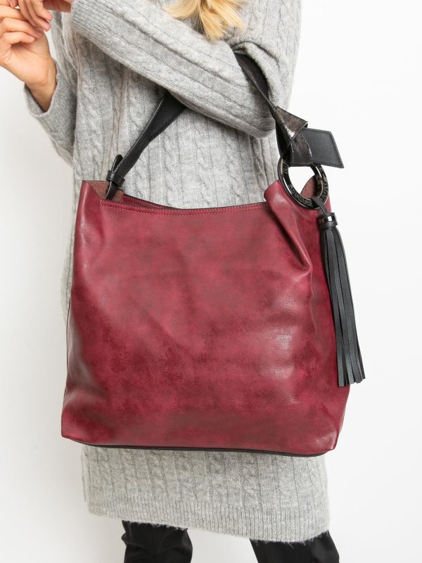 Burgundy eco-leather city bag