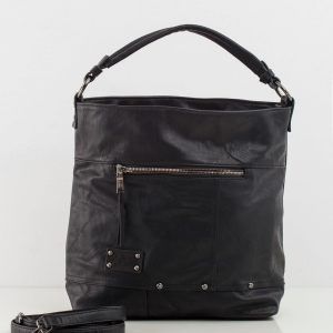 Black large bag made of eco leather