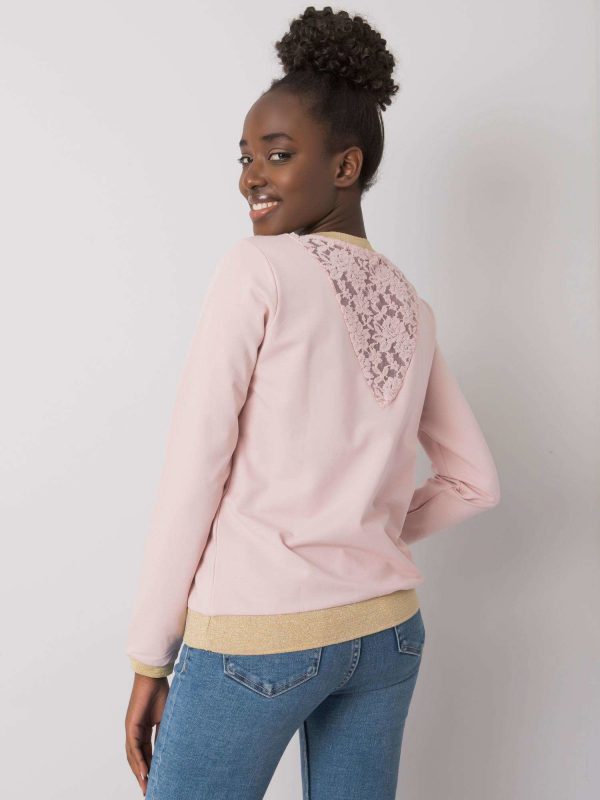 Dirty Pink Cotton Sweatshirt with Trinny Lace