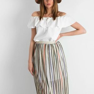 Skirt with colorful stripes with metallic thread