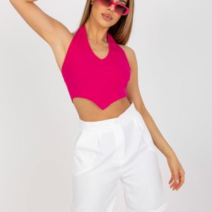 Fuchsia fitted crop top basic in stripes RUE PARIS