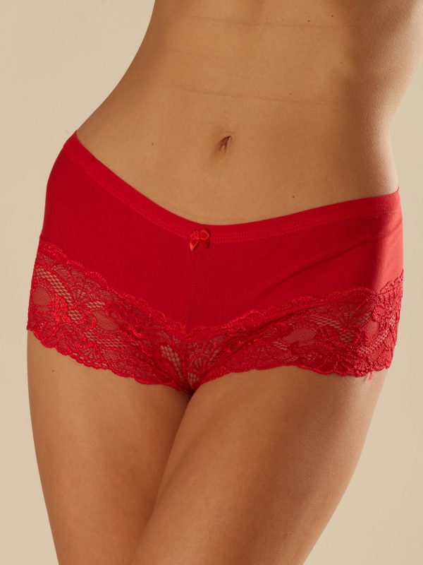 Red panties shorts with lace