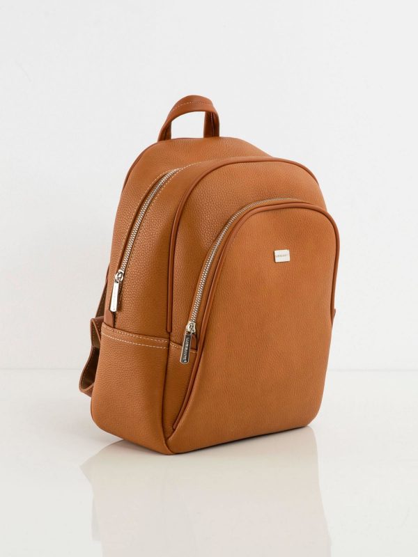 Light brown eco-leather backpack