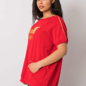 Shaunee Red Plus Size Cotton Blouse