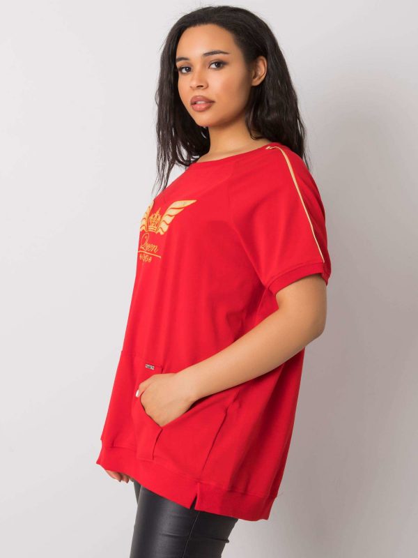 Shaunee Red Plus Size Cotton Blouse