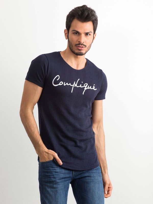 Navy blue T-shirt for men with inscription