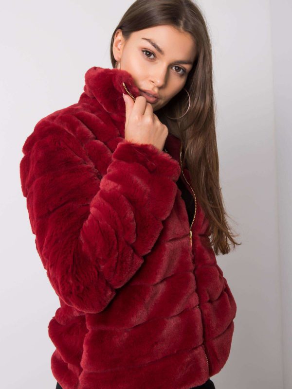 Dark red fur jacket Kirah SUBLEVEL