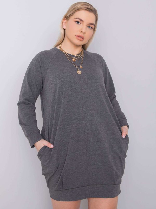 Dark Grey Melange Plus Size Dress Ariadne