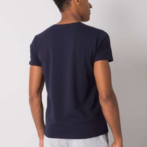 Navy blue T-shirt for men with colorful print Adriel