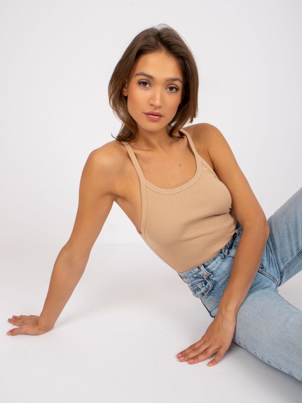 Mariana Ribbed Camel Top