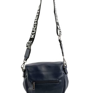 Navy blue eco leather handbag