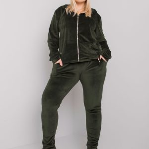 Khaki velour plus size set Michell