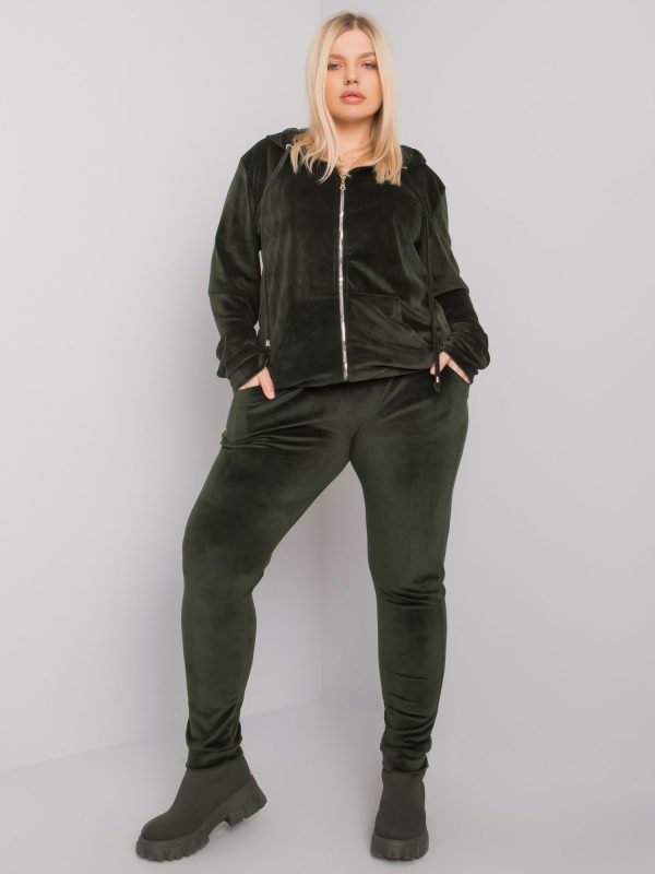 Khaki velour plus size set Michell