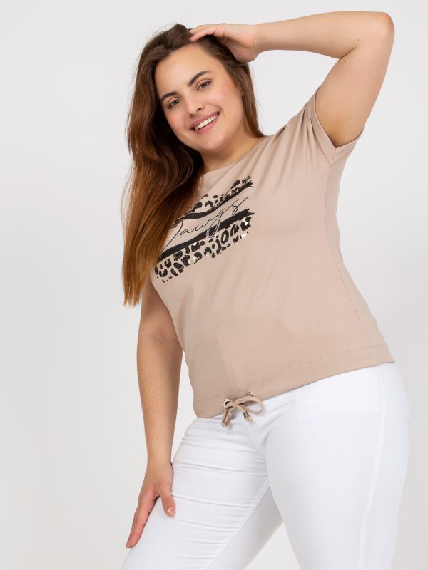 Beige Plus Size Short Sleeve T-Shirt