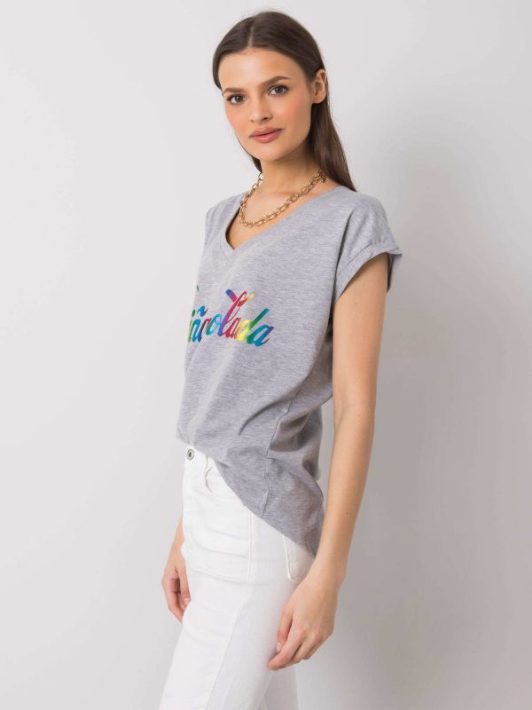 Grey T-shirt with print by Hollis