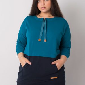 Navy blue and sea sweatshirt plus size without hood Sira