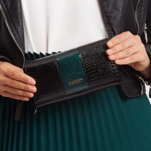 Green and black lacquered wallet