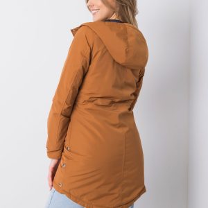 Caramel navy double-sided parka jacket with hood