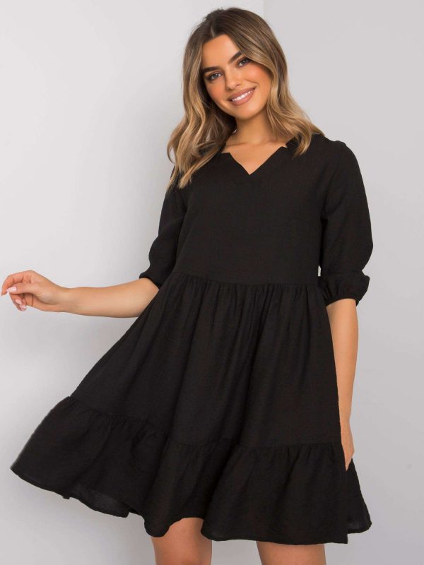 Black Harlyn Ruffle Dress