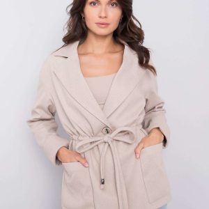 Beige coat with binding Mareen