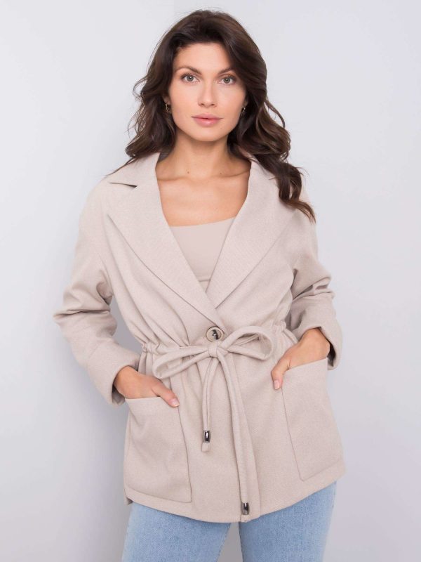 Beige coat with binding Mareen