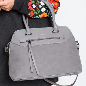 Grey women's bag made of eco leather