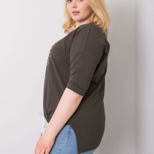 Dark khaki blouse with Greta appliqués