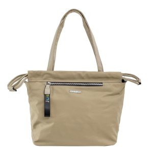 Dark beige shoulder bag with detachable strap