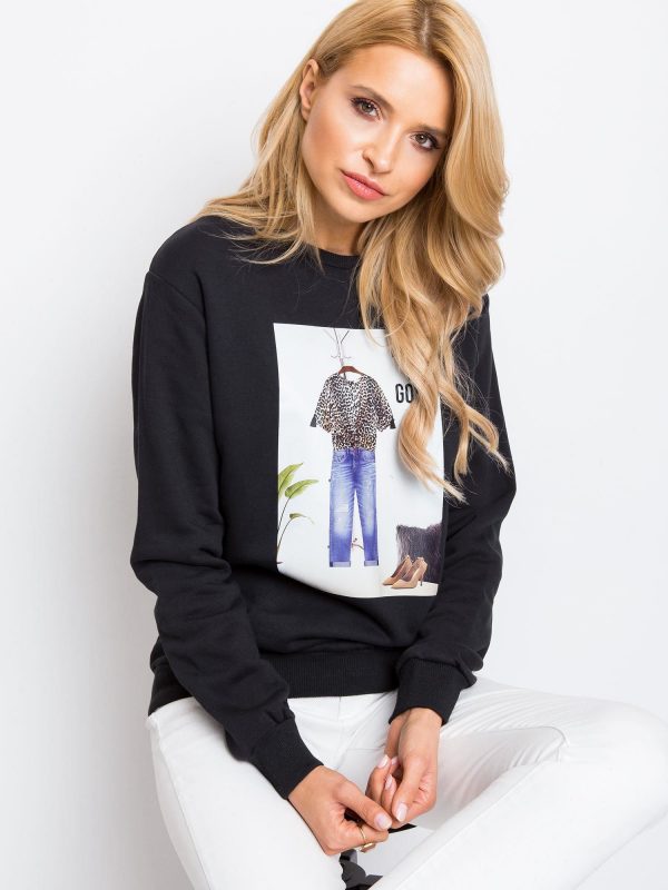 RUE PARIS Becky Black Sweatshirt