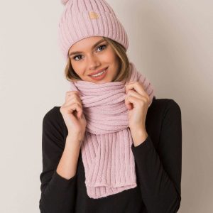 Light pink women's set hat and scarf RUE PARIS