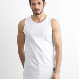 White Men's Long Tank Top